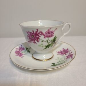 Floral Porcelain Teacup and Saucer Set